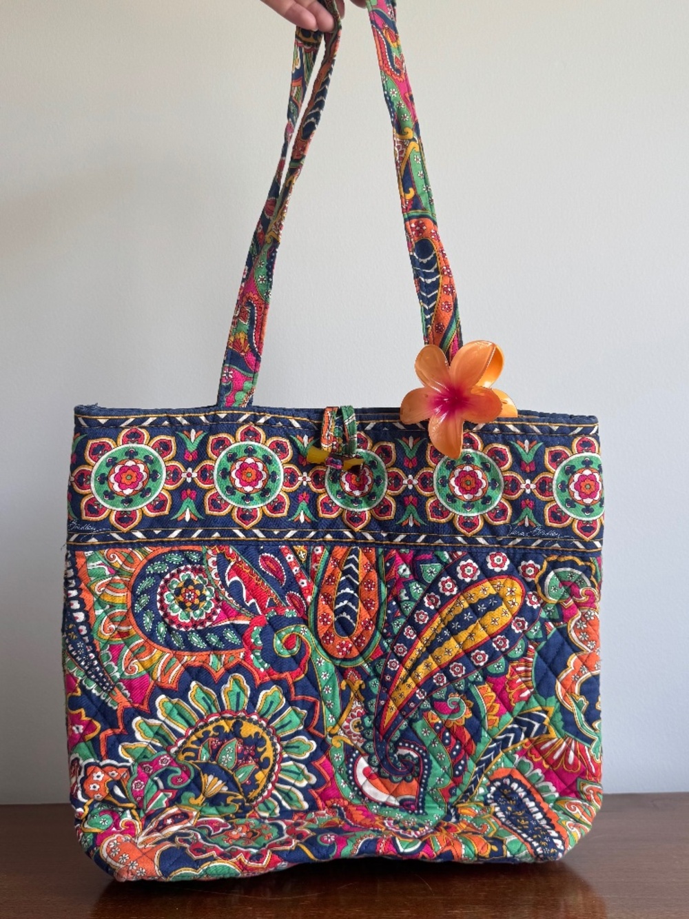 Vera Bradley Multicolor Venetian Paisley Quilted Tote Bag Toggle Closure